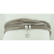 Heart with silk bracelet/necklace 